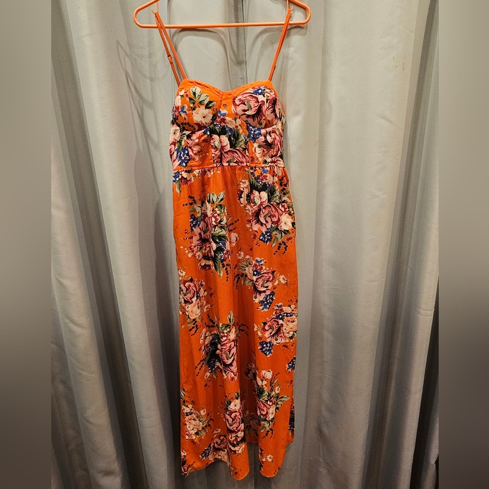 BOG Collective Orange Floral Maxi Dress Size S – Boho Summer Beach